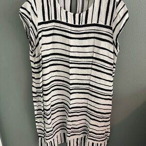 ELOQUII Striped Black and White Dress